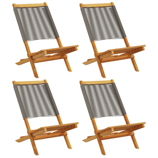 Folding Chairs 4 pcs Grey Solid Wood Acacia