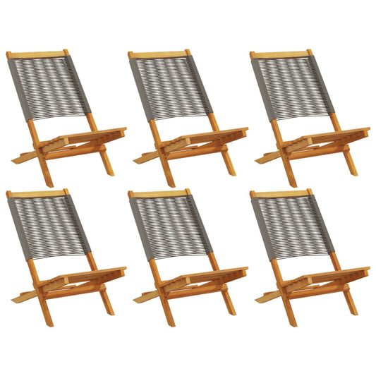 Folding Chairs 6 pcs Grey Solid Wood Acacia