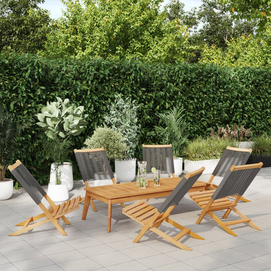 Folding Chairs 6 pcs Grey Solid Wood Acacia
