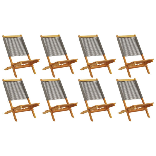 Folding Chairs 8 pcs Grey Solid Wood Acacia