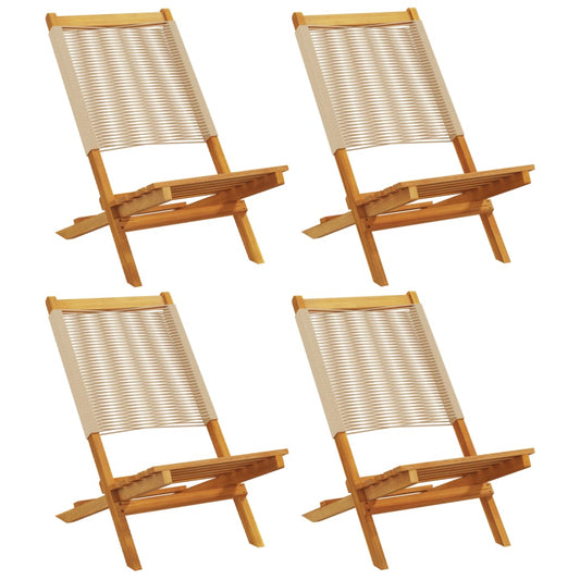 Folding Chairs 4 pcs Beige Solid Wood Acacia