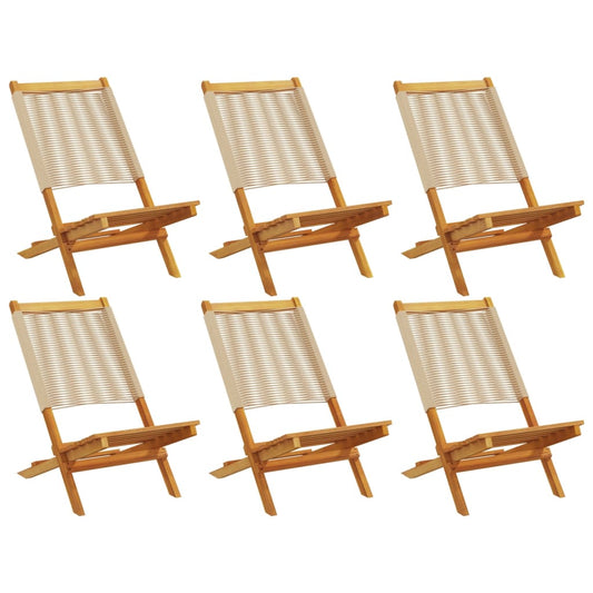 Folding Chairs 6 pcs Beige Solid Wood Acacia
