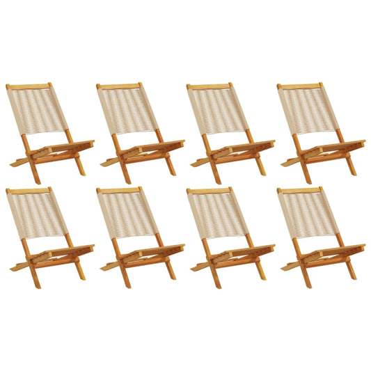 Folding Chairs 8 pcs Beige Solid Wood Acacia