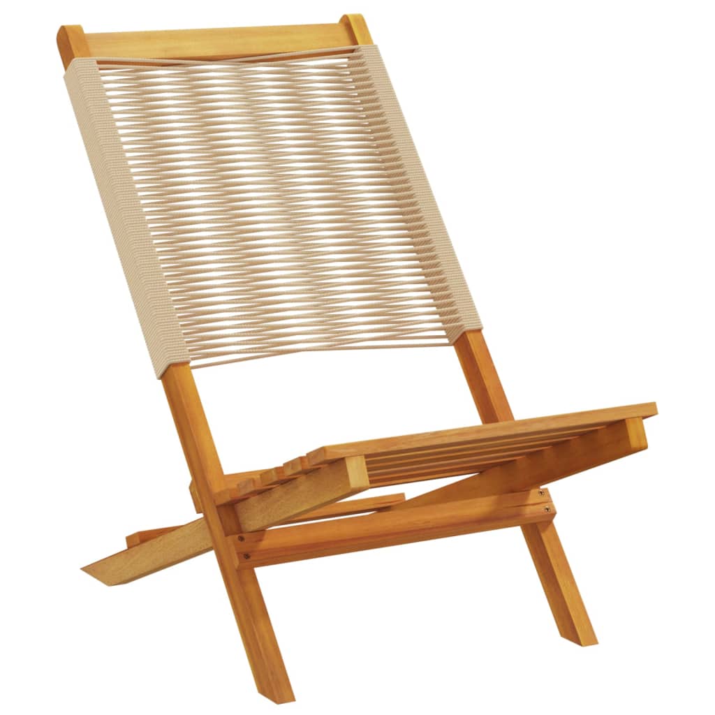 Folding Garden Chairs 8 pcs Beige Solid Wood Acacia