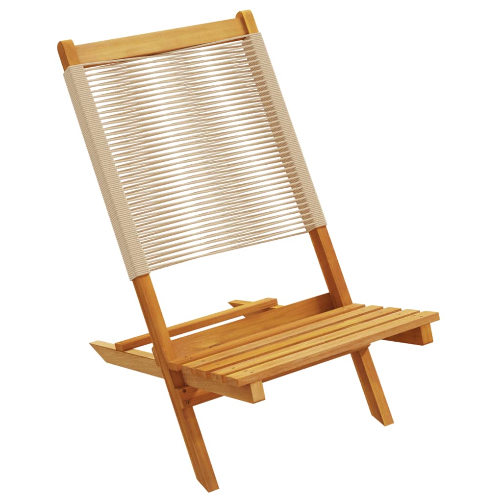 Folding Garden Chairs 8 pcs Beige Solid Wood Acacia