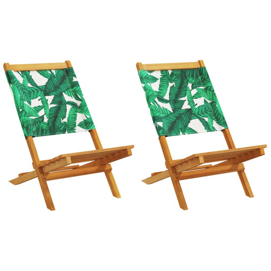 Folding Chairs 8 pcs Green Fabric and Solid Wood