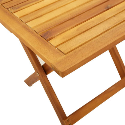 Folding Chairs 2 pcs with Table Black Solid Wood