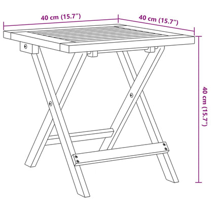 Folding Chairs 2 pcs with Table Black Solid Wood