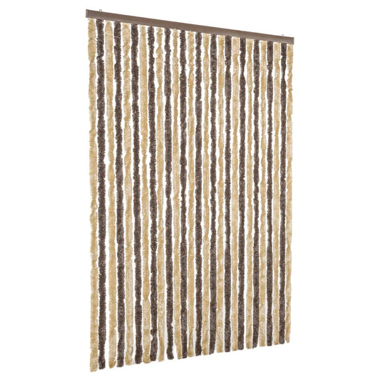 Fly Curtain Dark Brown and Beige 118x220 cm Chenille