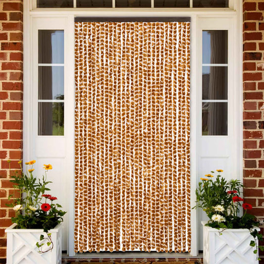 Fly Curtain Ochre and White 118x220 cm Chenille