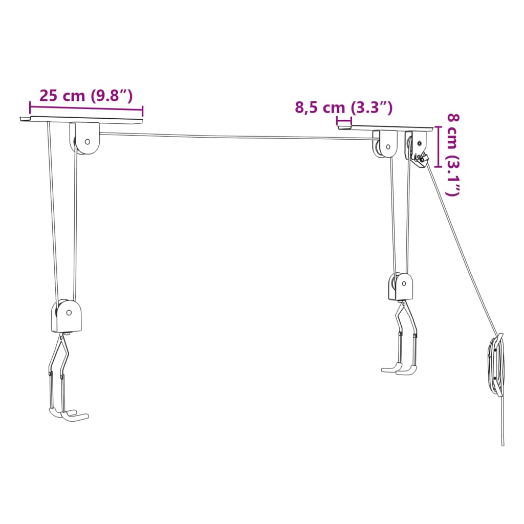 Bike Hoists with Ceiling Mount 2 pcs 20 kg