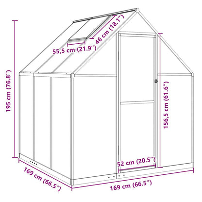Greenhouse with Base Frame Green 169x169x195 cm Aluminium