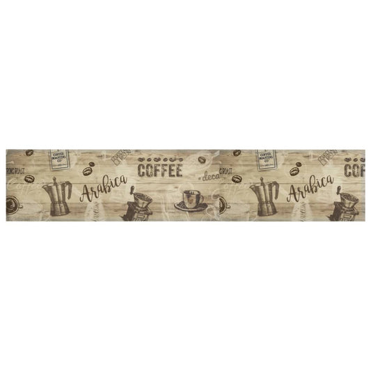 Kitchen Rug | Coffee Brown | Velvet (100% polyamide), Latex | 300x60 cm