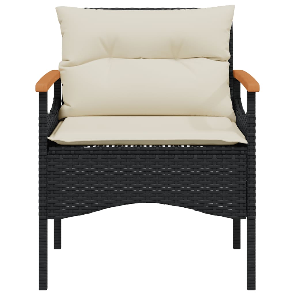 4 Piece Patio Sofa Set with Cushions Black Poly Rattan