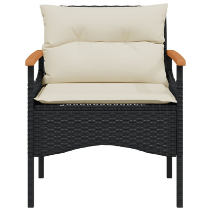 4 Piece Patio Sofa Set with Cushions Black Poly Rattan