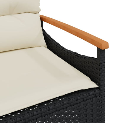 3 Piece Patio Sofa Set with Cushions Black Poly Rattan