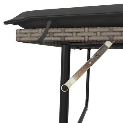 Patio Bench with Cushions and Footstool Gray Poly Rattan