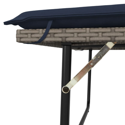 Patio Bench with Cushions and Footstool Gray Poly Rattan