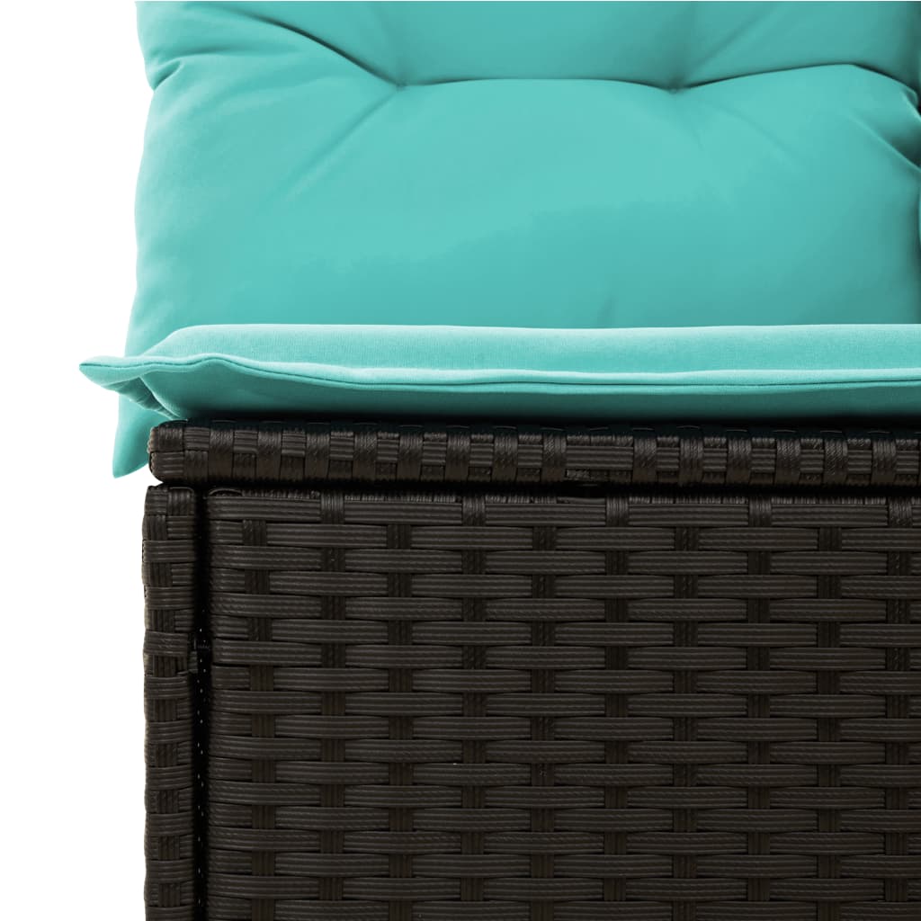 7 Piece Garden Sofa Set with Cushions Black Poly Rattan