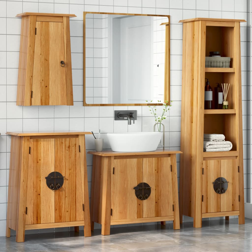 4 Piece Bathroom Furniture Set Solid Wood Pine