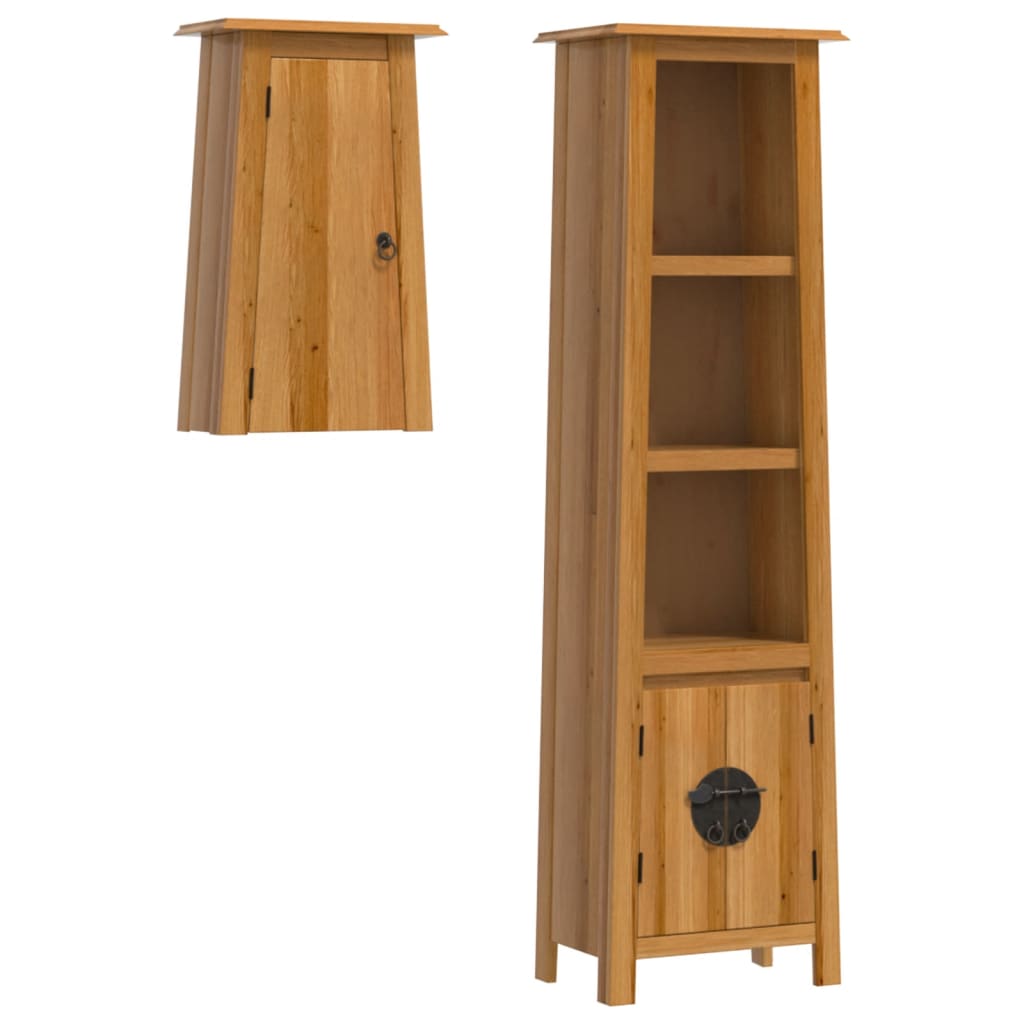 2 Piece Bathroom Furniture  with Basin Set Solid Wood Pine