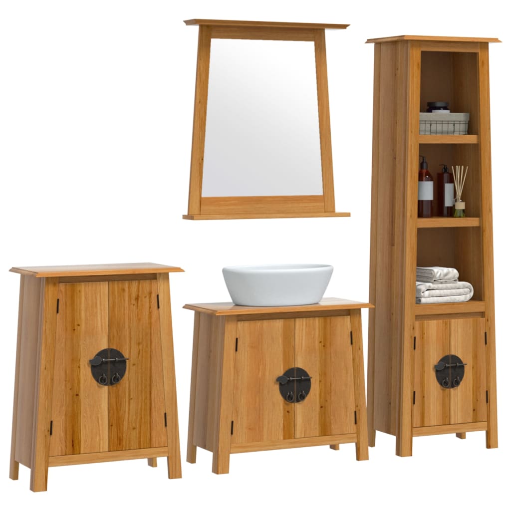 4 Piece Bathroom Furniture Set Solid Wood Pine