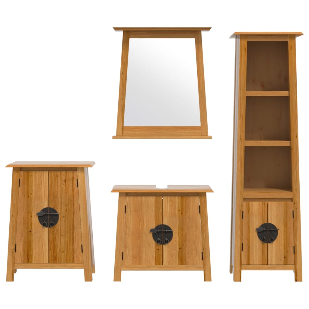 4 Piece Bathroom Furniture Set Solid Wood Pine