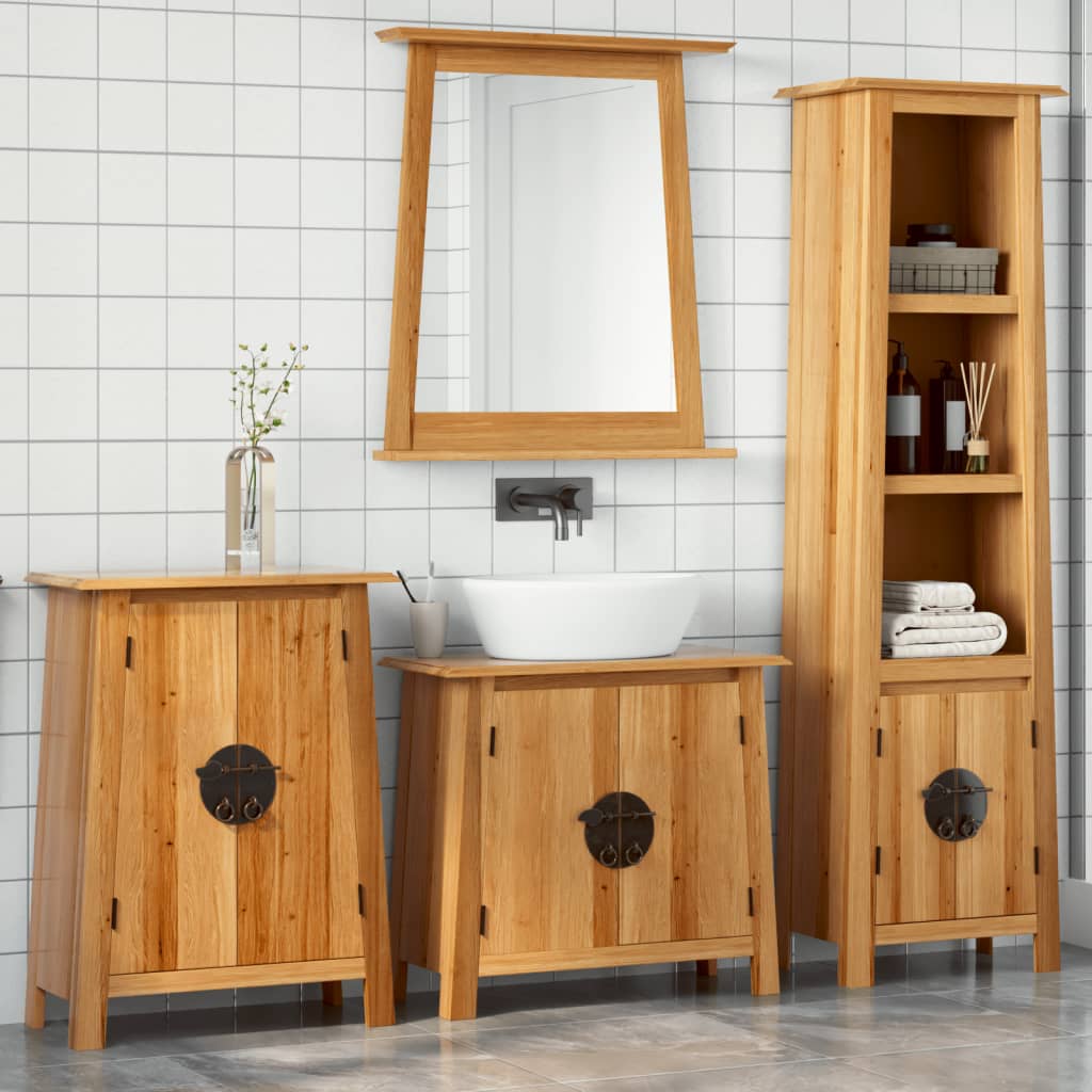 4 Piece Bathroom Furniture Set Solid Wood Pine