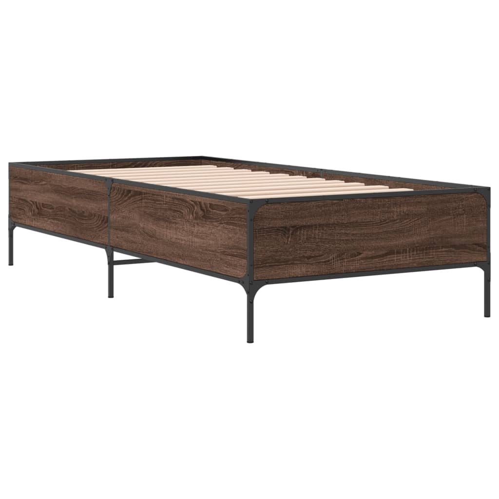 Bed Frame without Mattress Brown Oak 90x200 cm