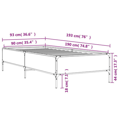 Bed Frame without Mattress Smoked Oak 90x190 cm Single