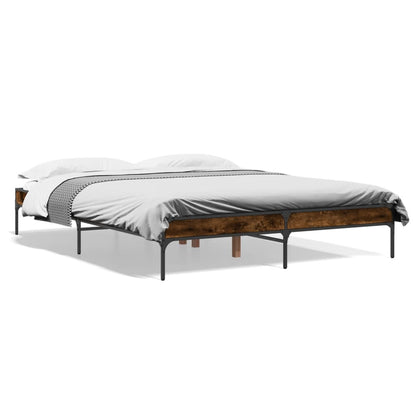 Bed Frame without Mattress Smoked Oak 140x200 cm