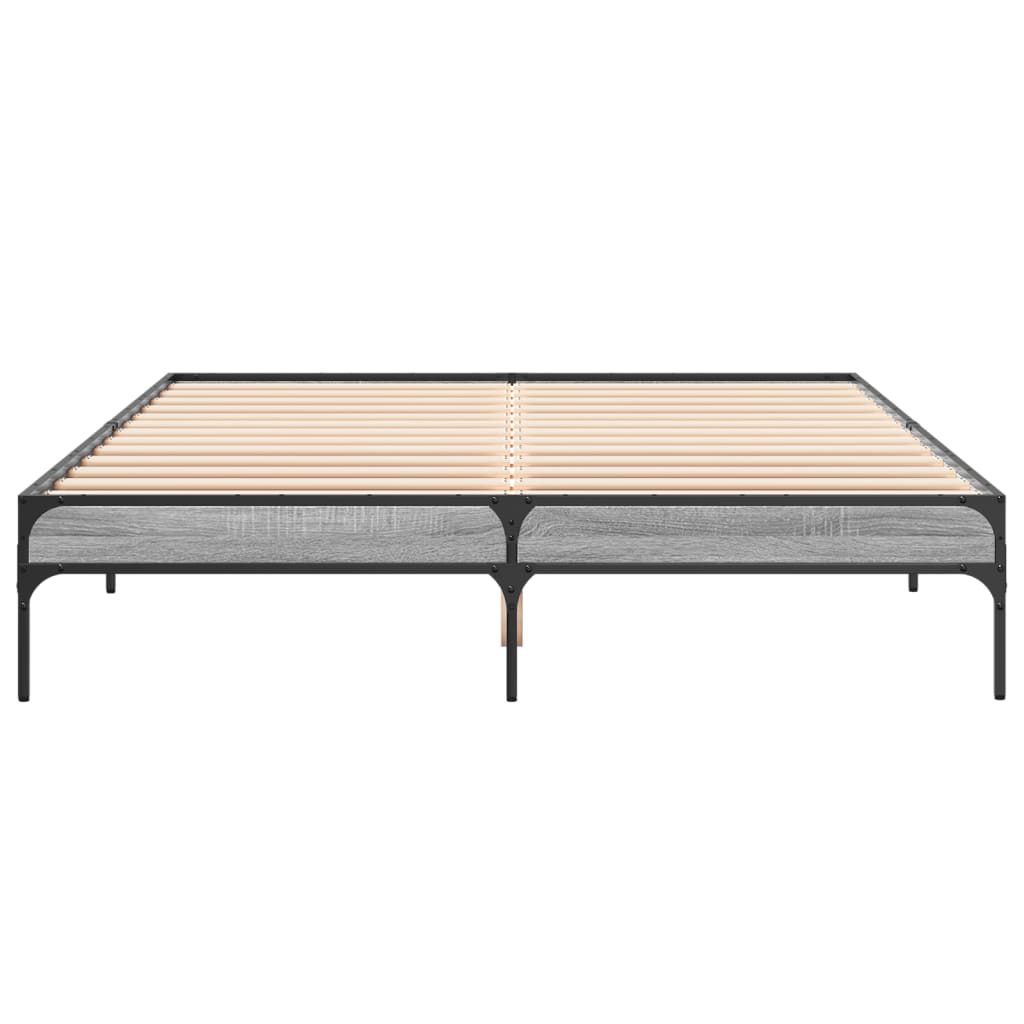 Bed Frame without Mattress Grey Sonoma 140x200 cm