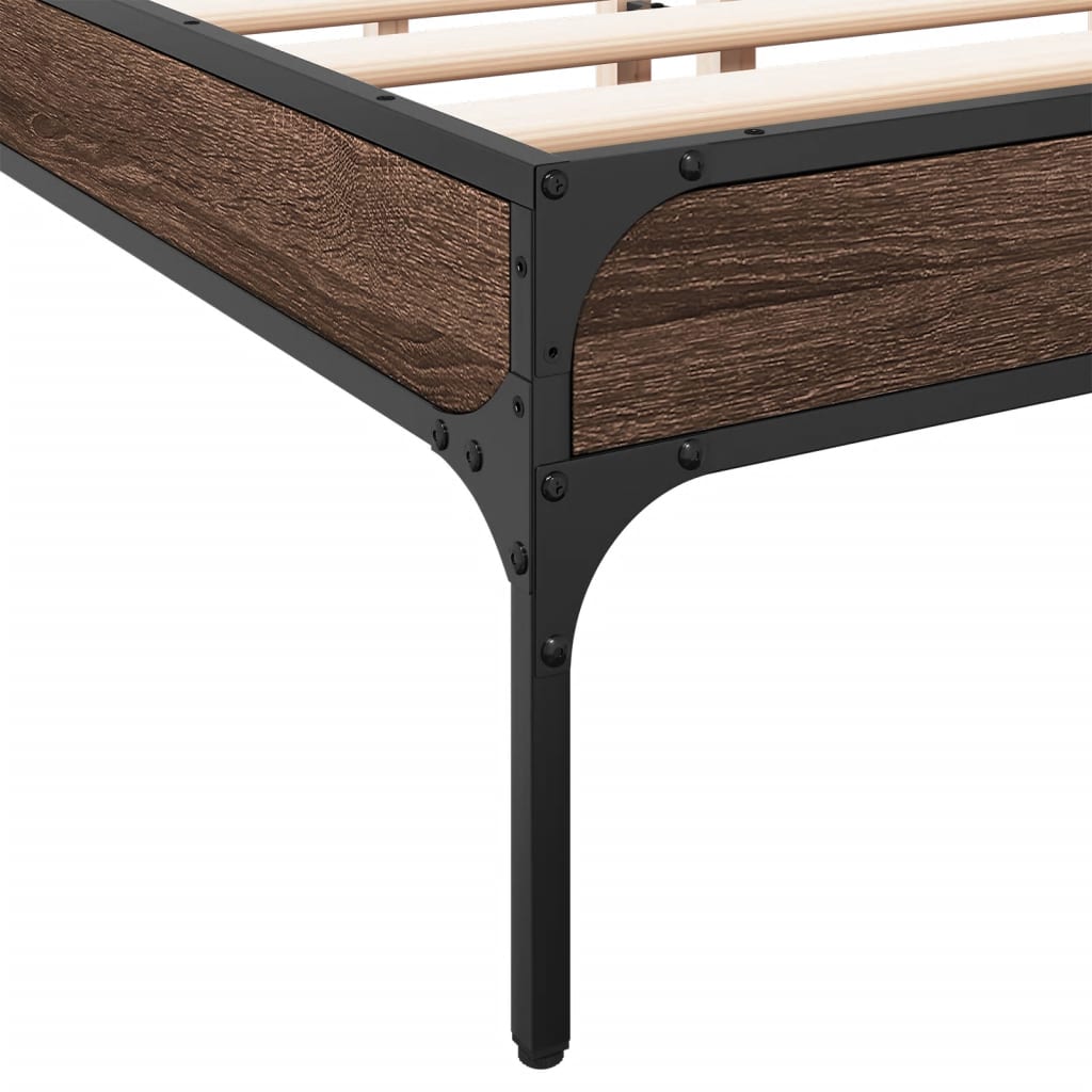 Bed Frame without Mattress Brown Oak 140x200 cm