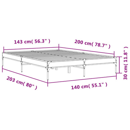 Bed Frame without Mattress Brown Oak 140x200 cm