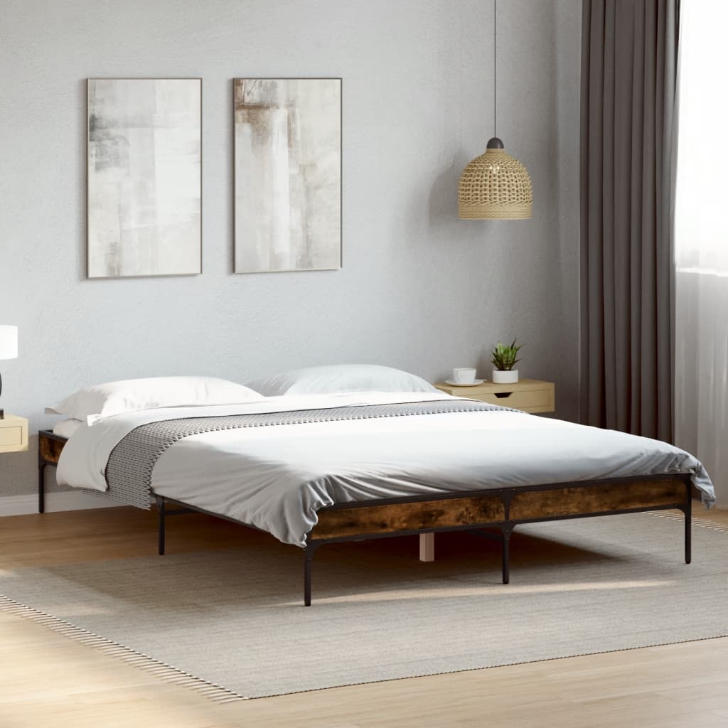 Bed Frame without Mattress Smoked Oak 120x200 cm