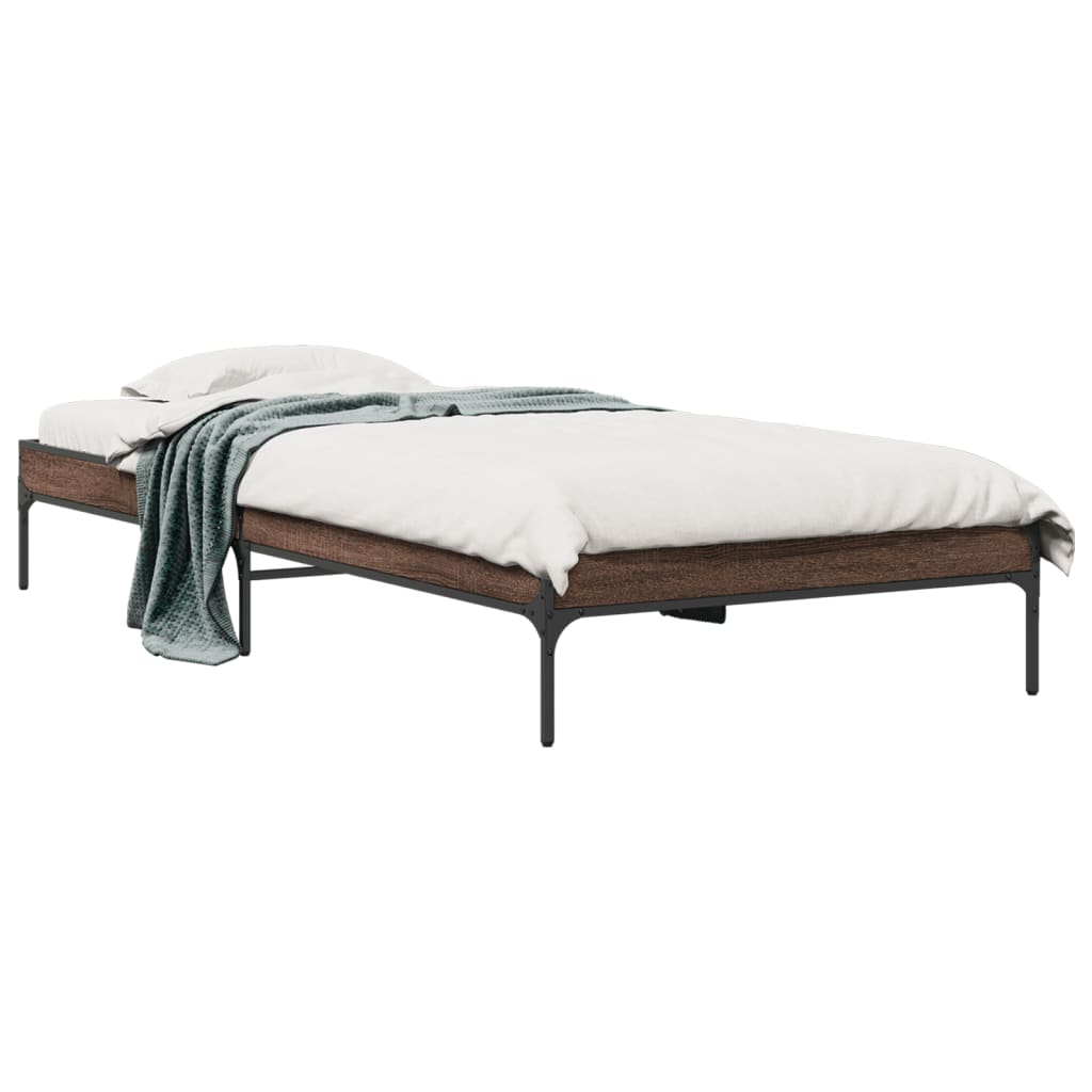 Bed Frame without Mattress Brown Oak 100x200 cm