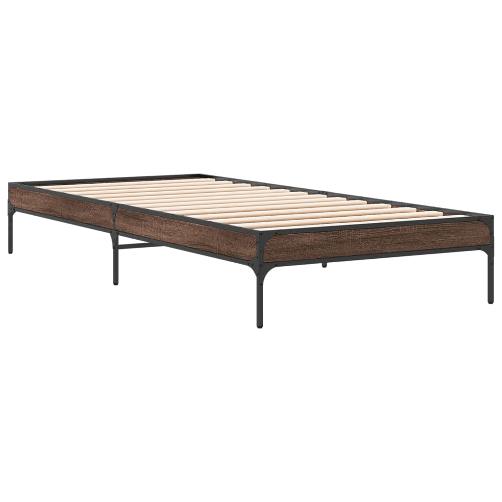 Bed Frame without Mattress Brown Oak 100x200 cm