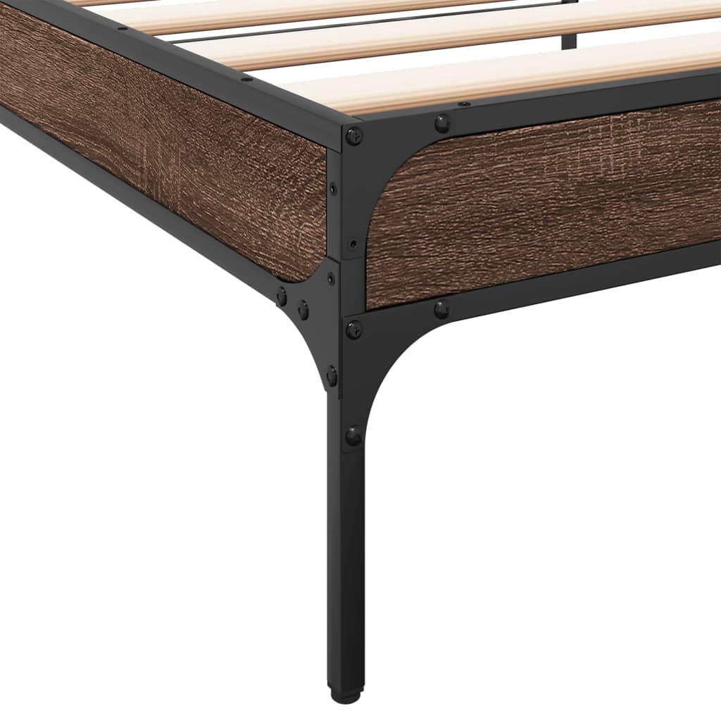 Bed Frame without Mattress Brown Oak 90x200 cm
