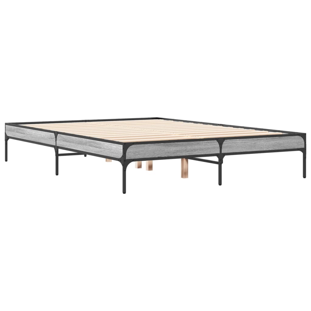 Bed Frame without Mattress Grey Sonoma 140x190 cm
