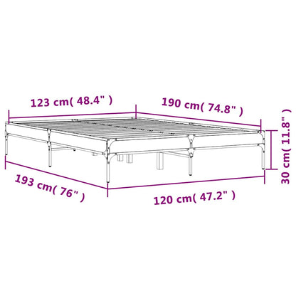 Bed Frame without Mattress Grey Sonoma 120x190 cm Small Double