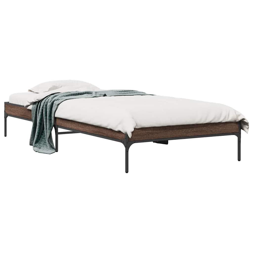 Bed Frame without Mattress Brown Oak 75x190 cm Small Single