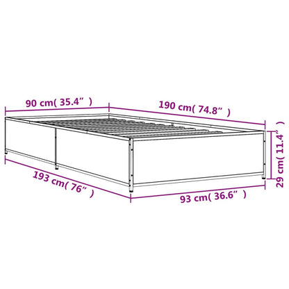 Bed Frame without Mattress Brown Oak 90x190 cm Single