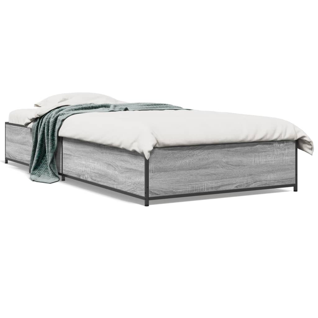 Bed Frame without Mattress Grey Sonoma 75x190 cm Small Single