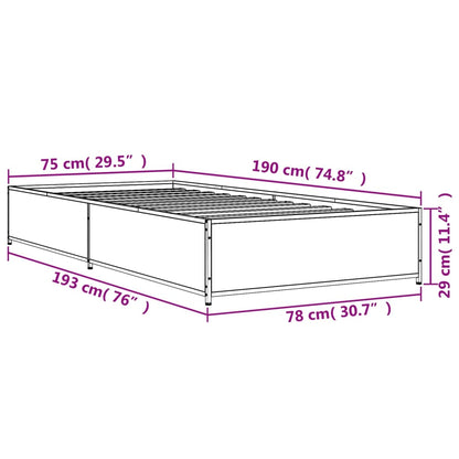 Bed Frame without Mattress Brown Oak 75x190 cm Small Single