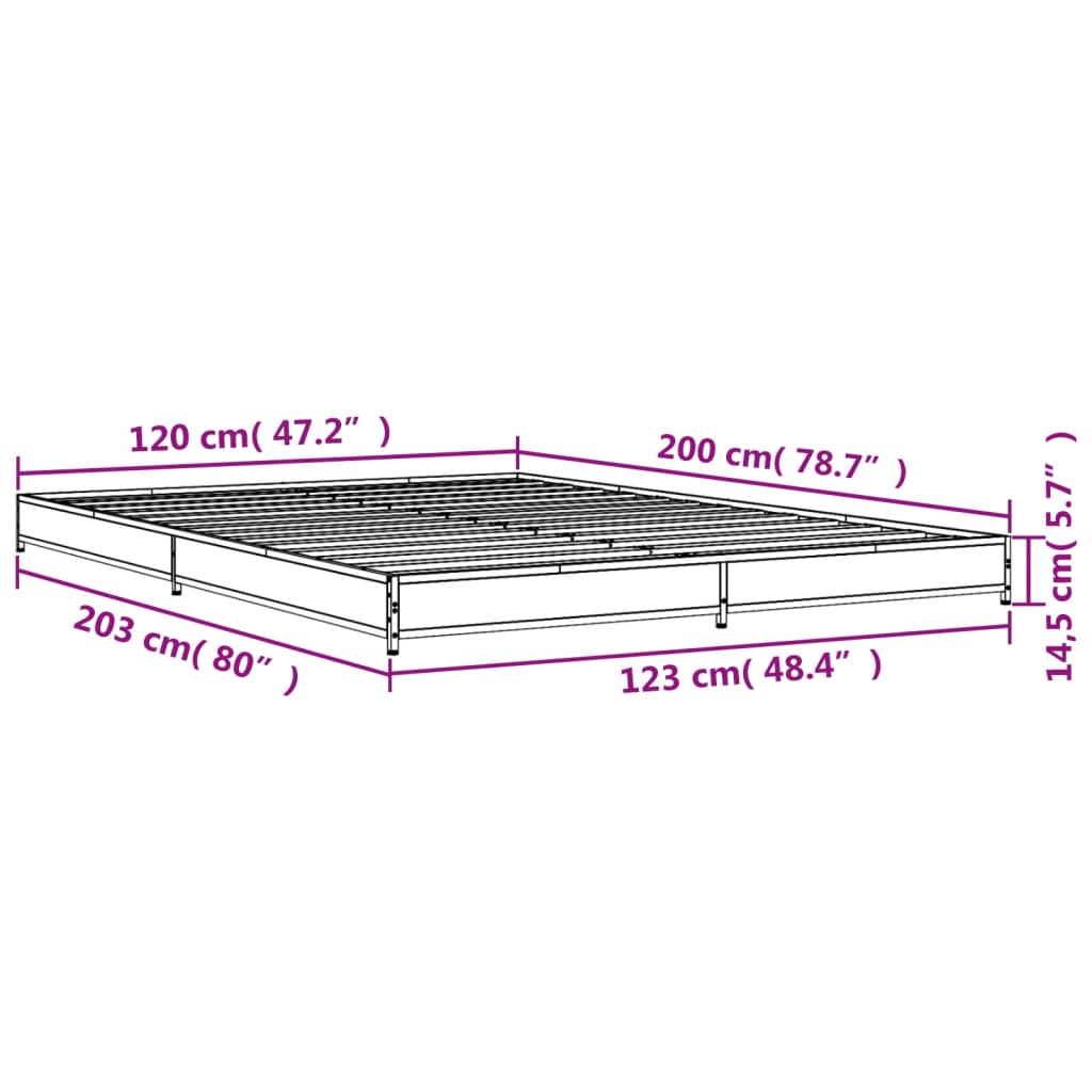 Bed Frame without Mattress Smoked Oak 120x200 cm