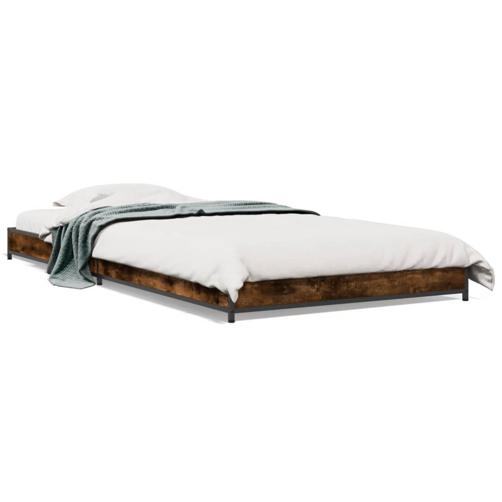 Bed Frame without Mattress Smoked Oak 100x200 cm