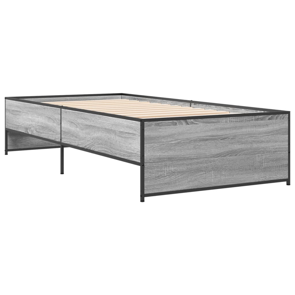 Bed Frame without Mattress Grey Sonoma 90x190 cm Single