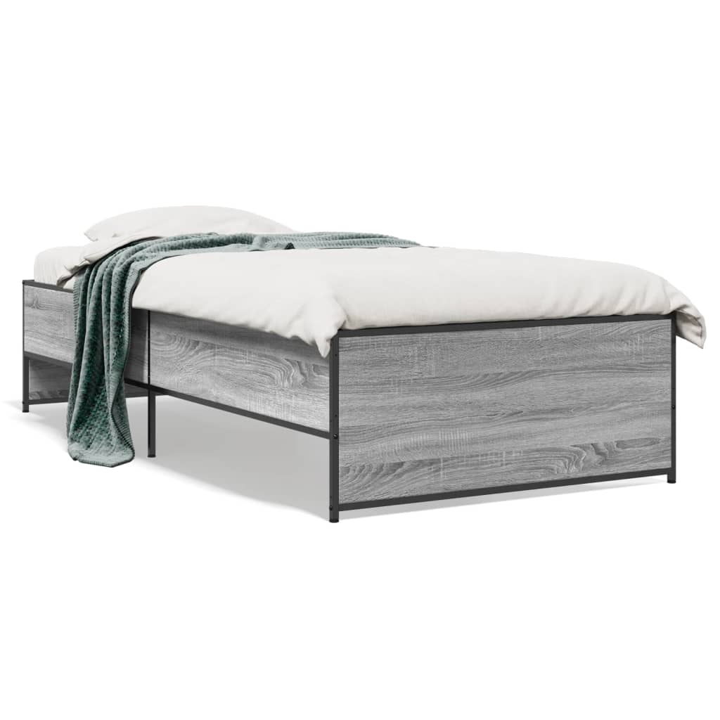 Bed Frame without Mattress Grey Sonoma 75x190 cm Small Single