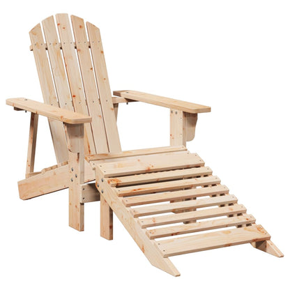 Adirondack Chair with Ottoman Natural Wood Solid Wood Fir