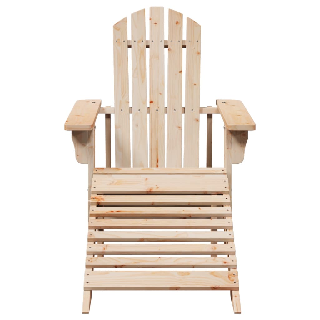 Adirondack Chair with Ottoman Natural Wood Solid Wood Fir